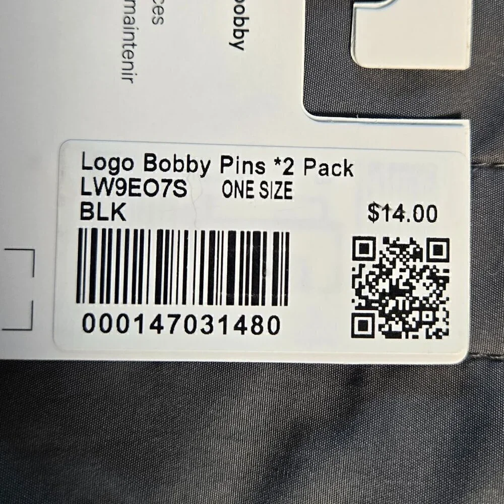 NWT Lululemon Logo Bobby Pins *2 Pack - Black